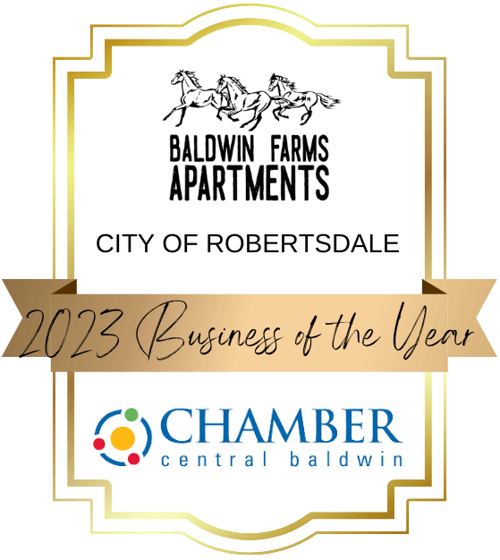 2023 Business of the Year Logo at Baldwin Farms Apartments, Robertsdale, AL